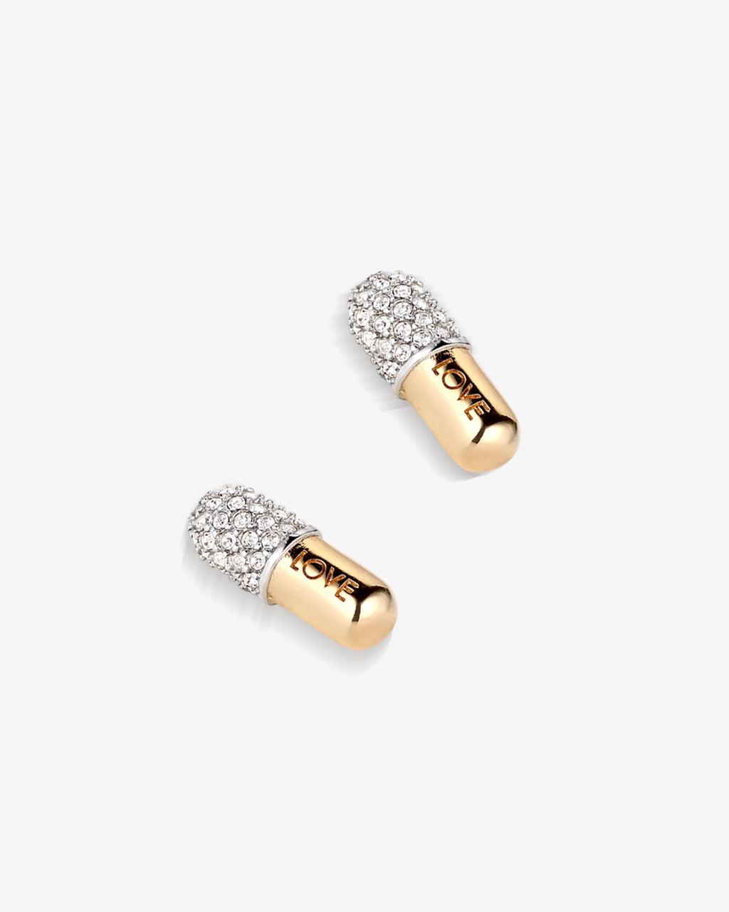 Diamond & 18k Gold Pill Pavé Stud Earrings