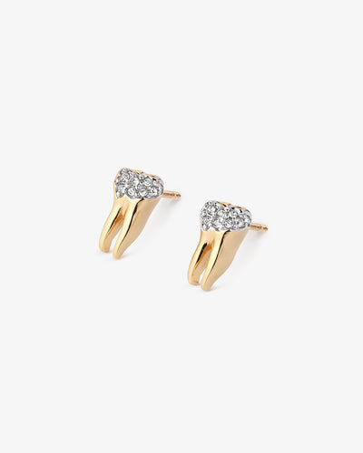 Tooth w/ Cavity Pavé Stud Earrings
