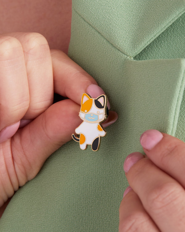 Calico Cat w/ Mask Lapel Pin