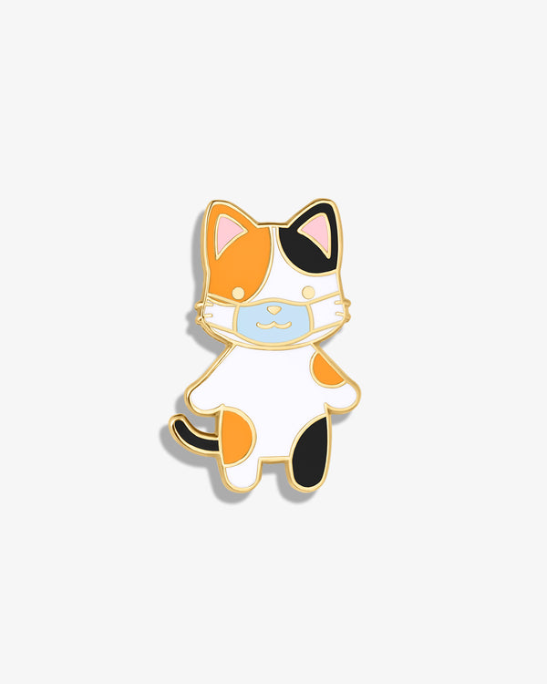 Calico Cat w/ Mask Lapel Pin
