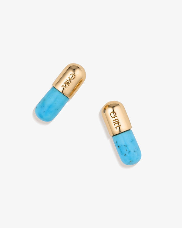Chill Pill Stud Earrings in Turquoise