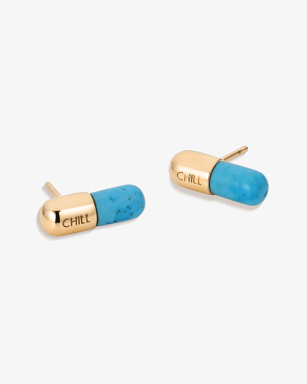 Chill Pill Stud Earrings in Turquoise