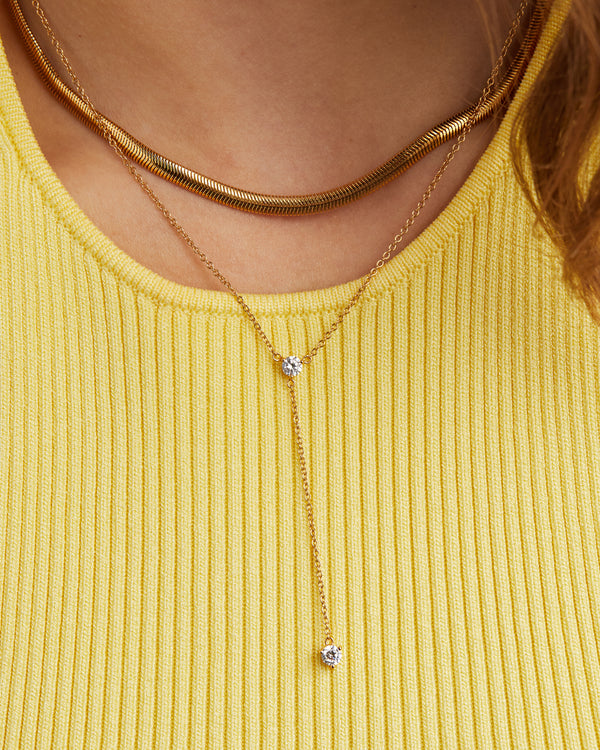 Duo Stone Lariat Necklace