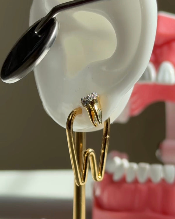 Tooth w/ Cavity Pavé Stud Earrings