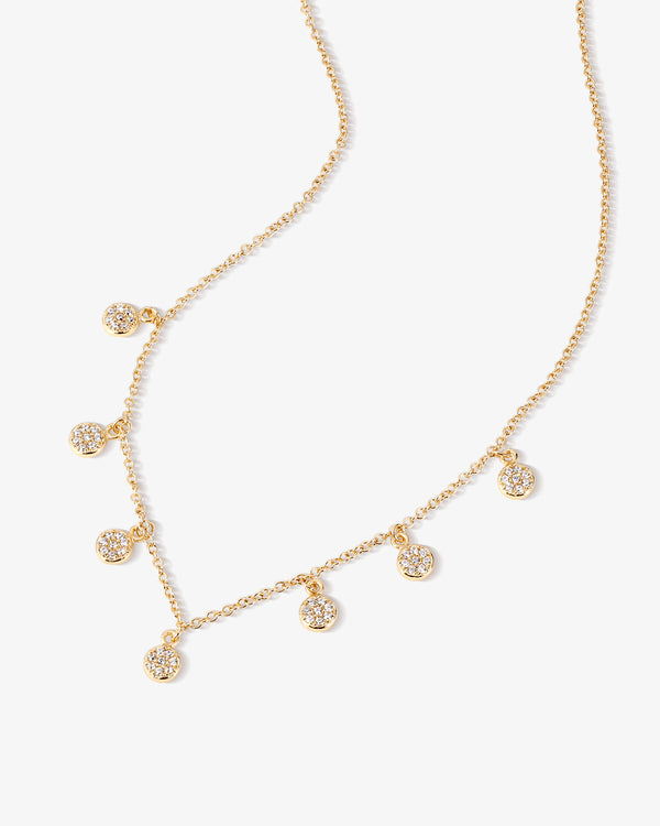Multi Pavé Disc Drop Necklace