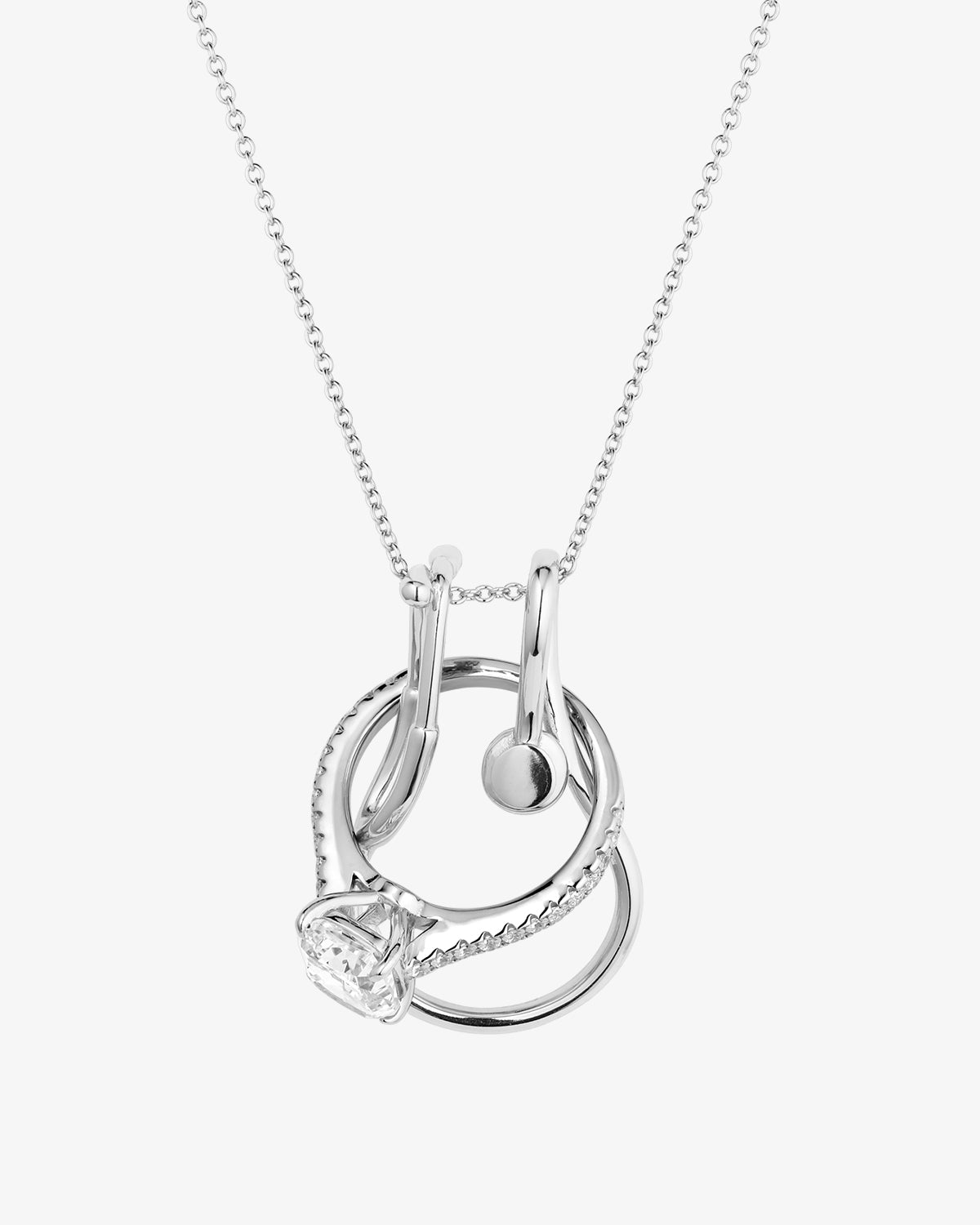 Engagement Ring Necklace Holder Simple Ring Holder Necklace Silver