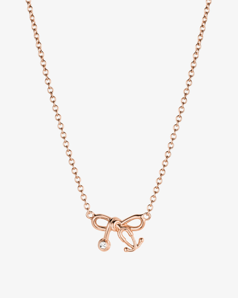 The Original Tiny Stethoscope Bow Diamond Necklace Fine Jewelry