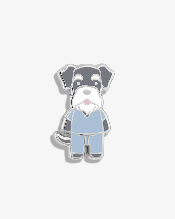 Schnauzer in Scrubs Lapel Pin - V Coterie
