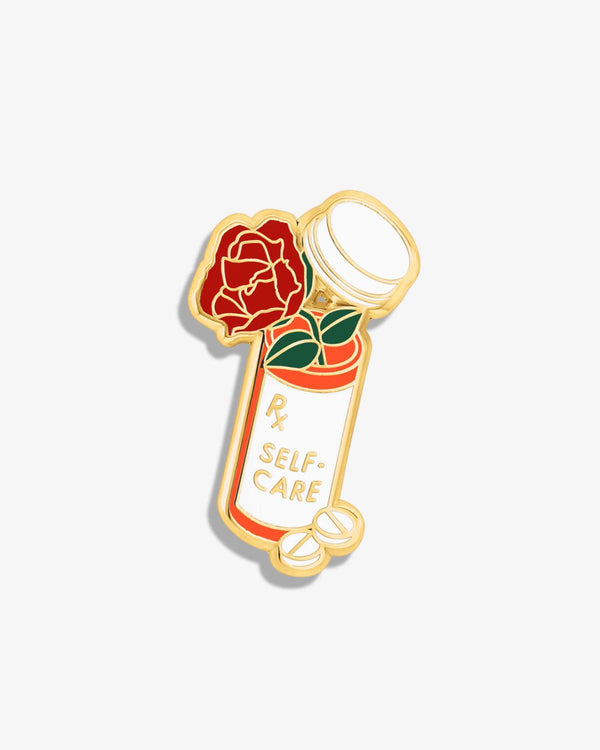 Rx: Self-Care (Rose in Pill Bottle) Lapel Pin - V Coterie